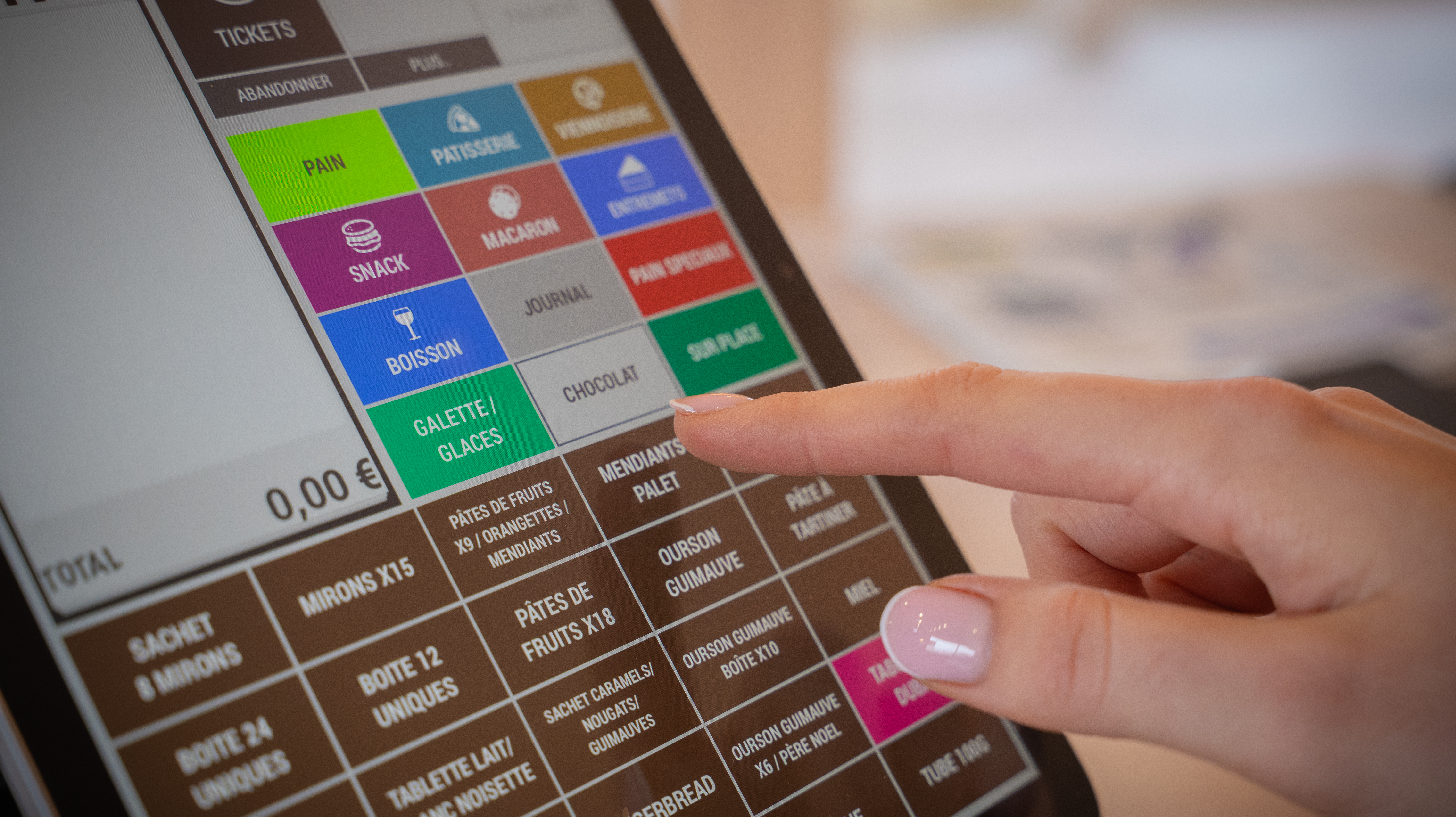 Interface logiciel caisse tactile